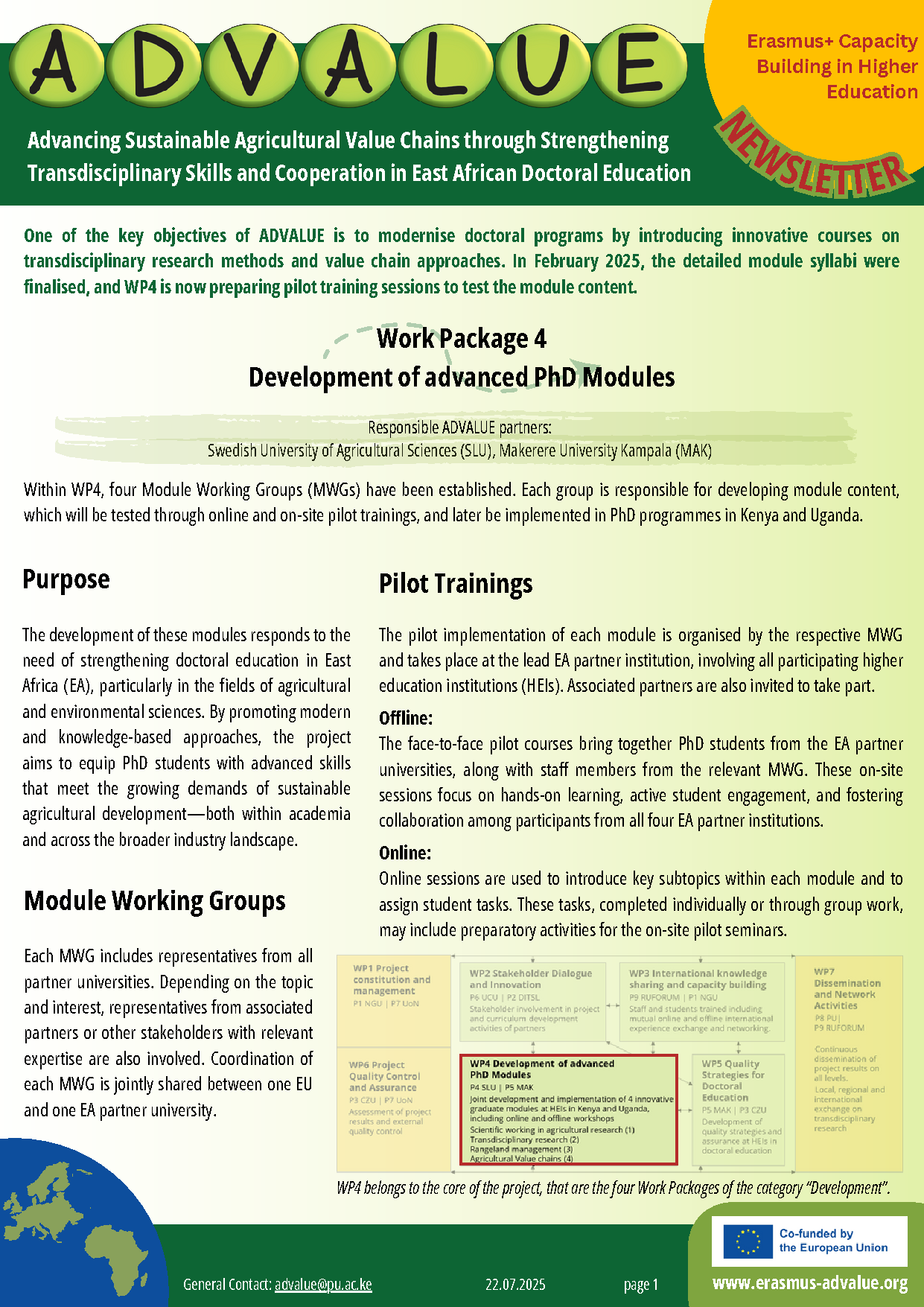 ADVALUE Newsletter 5 – Development of advanced PhD Modules